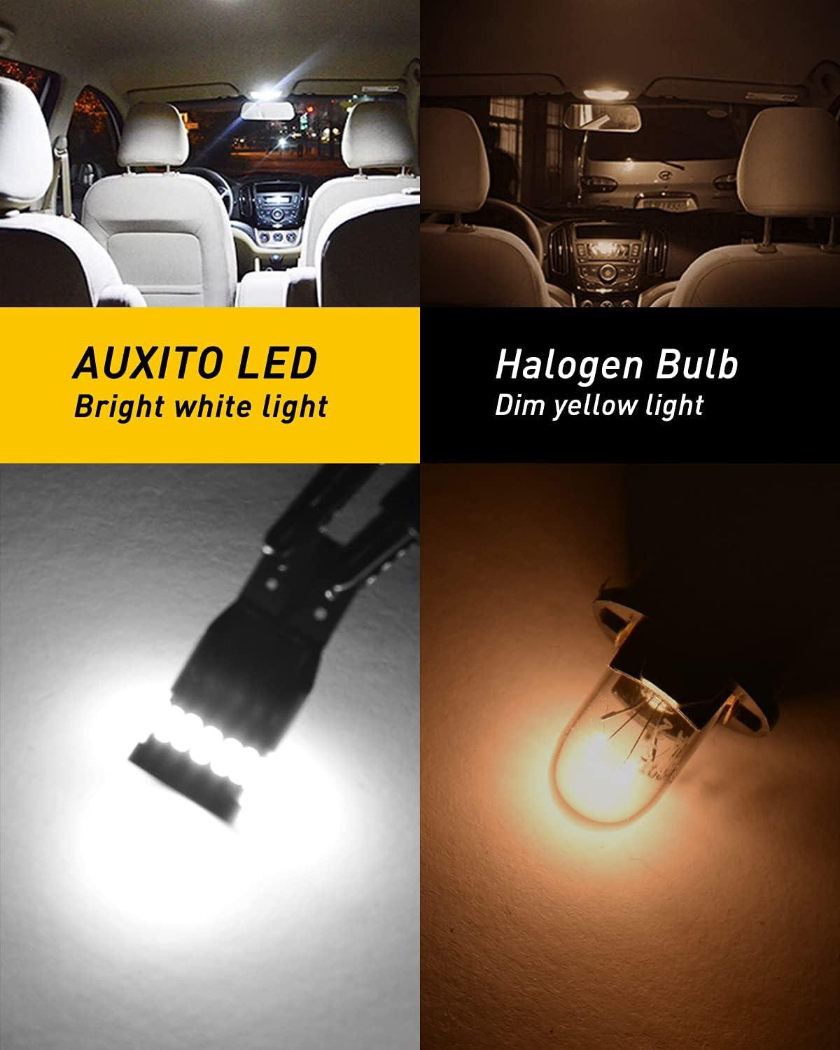 imageAUXITO 194 LED Bulbs for License Plate Light 168 175 2825 W5W T10 24SMD 3014 Chipsets 6000K White for Car Dome Door Map Dash Courtesy Cargo License Plate Lights Pack of 2Xenon White