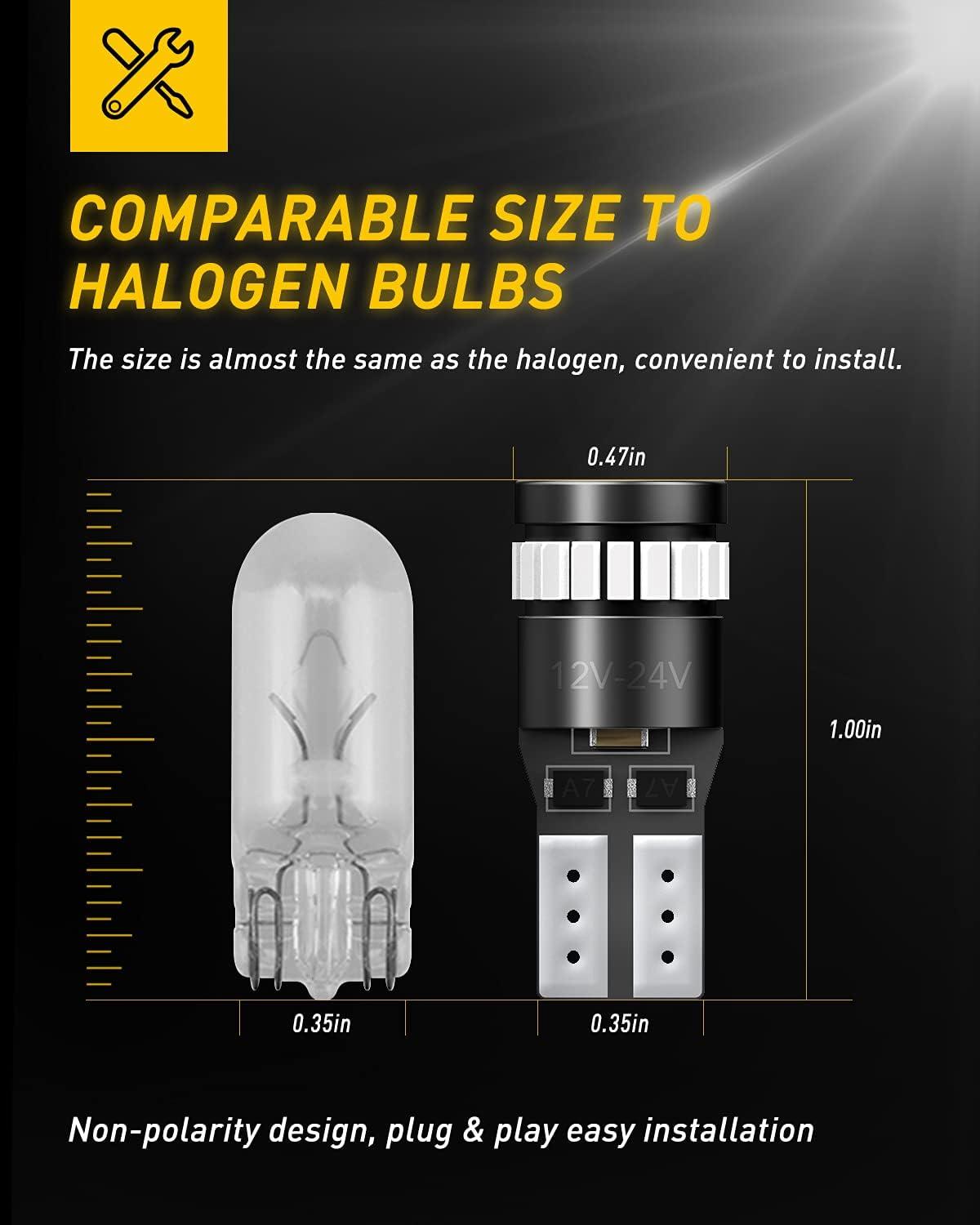 imageAUXITO 194 LED Bulbs for License Plate Light 168 175 2825 W5W T10 24SMD 3014 Chipsets 6000K White for Car Dome Door Map Dash Courtesy Cargo License Plate Lights Pack of 2Brilliant Red