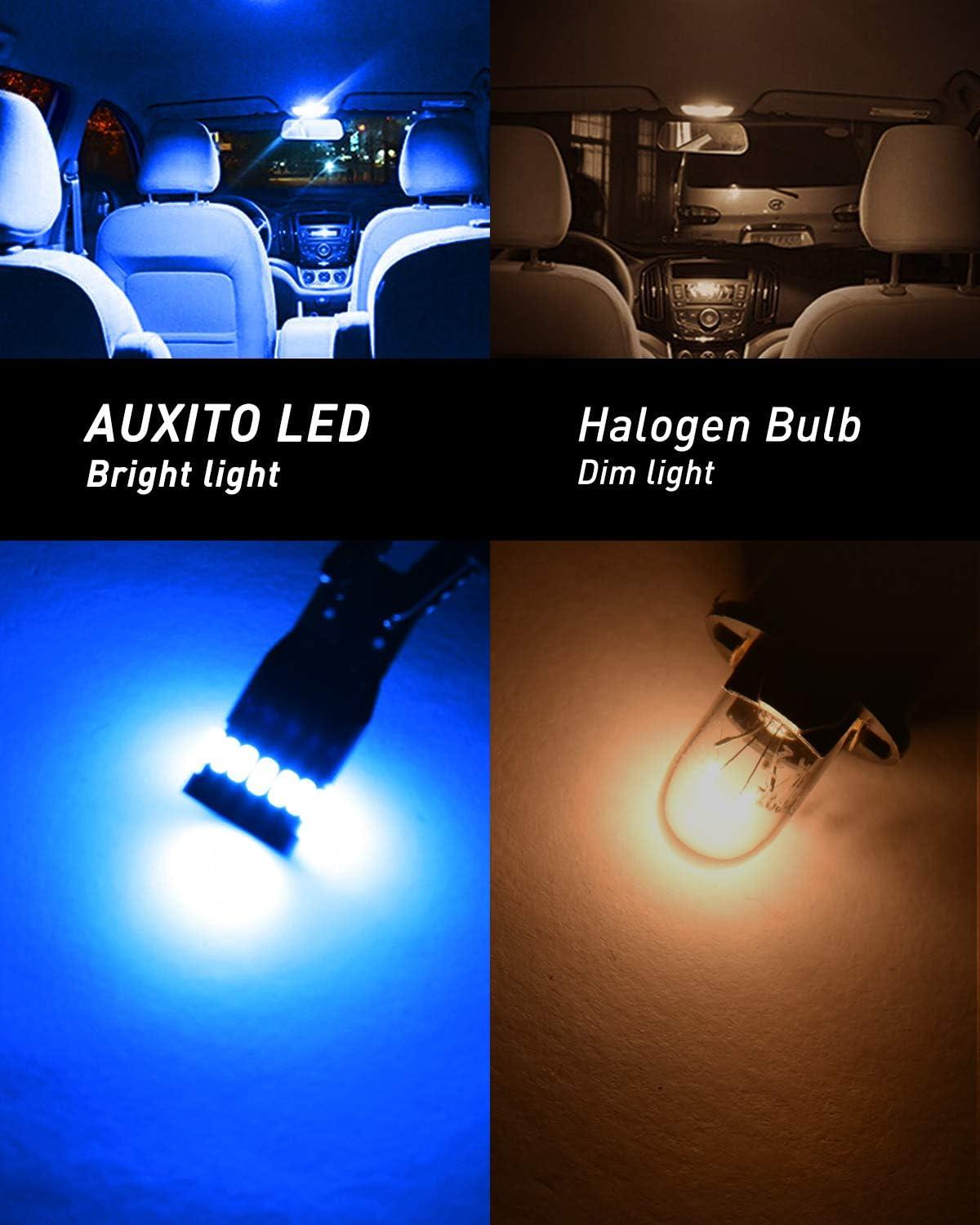 imageAUXITO 194 LED Bulbs for License Plate Light 168 175 2825 W5W T10 24SMD 3014 Chipsets 6000K White for Car Dome Door Map Dash Courtesy Cargo License Plate Lights Pack of 2Blue