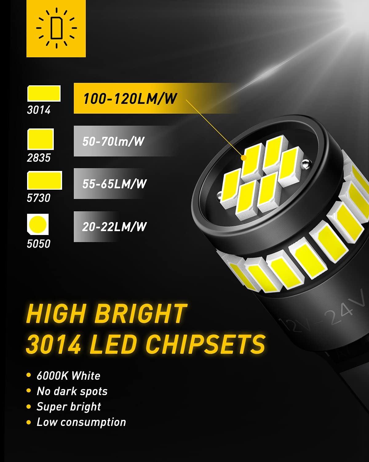 imageAUXITO 194 LED Bulbs for License Plate Light 168 175 2825 W5W T10 24SMD 3014 Chipsets 6000K White for Car Dome Door Map Dash Courtesy Cargo License Plate Lights Pack of 2Xenon White