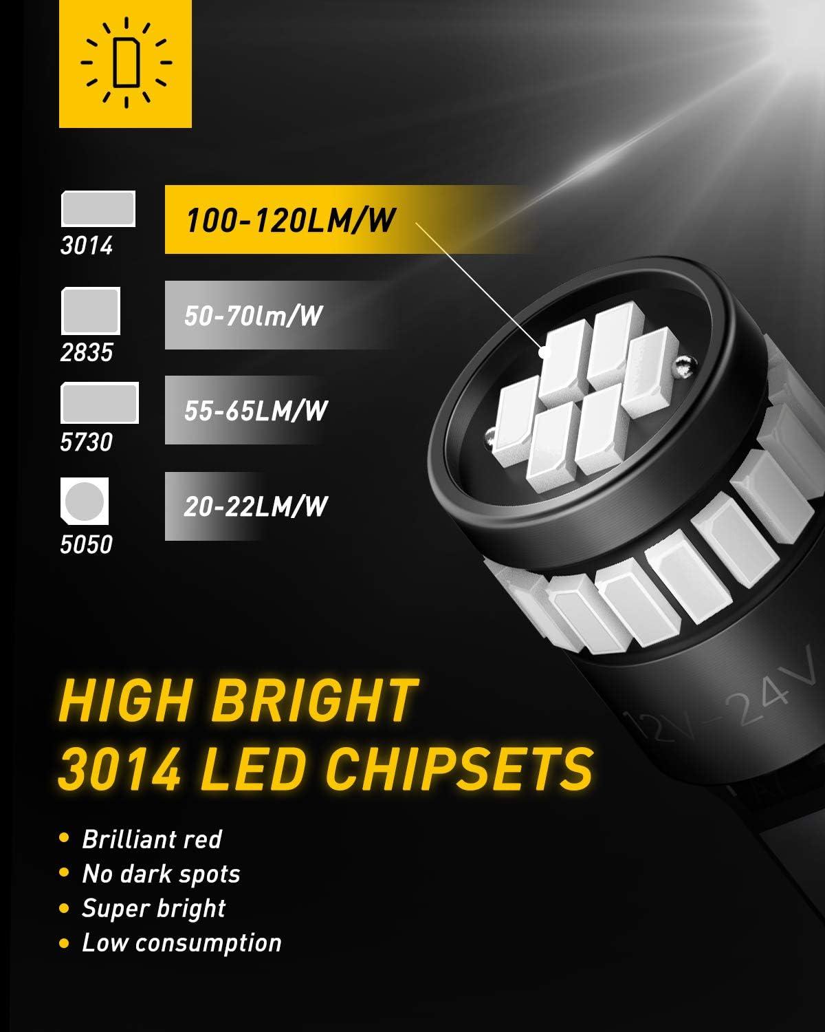imageAUXITO 194 LED Bulbs for License Plate Light 168 175 2825 W5W T10 24SMD 3014 Chipsets 6000K White for Car Dome Door Map Dash Courtesy Cargo License Plate Lights Pack of 2Brilliant Red