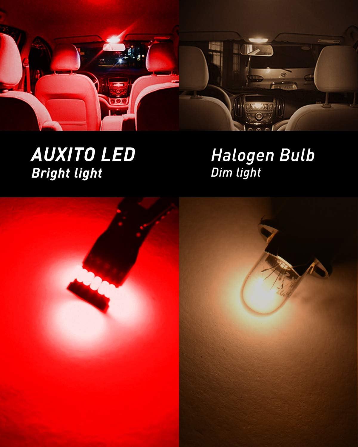 imageAUXITO 194 LED Bulbs for License Plate Light 168 175 2825 W5W T10 24SMD 3014 Chipsets 6000K White for Car Dome Door Map Dash Courtesy Cargo License Plate Lights Pack of 2Brilliant Red