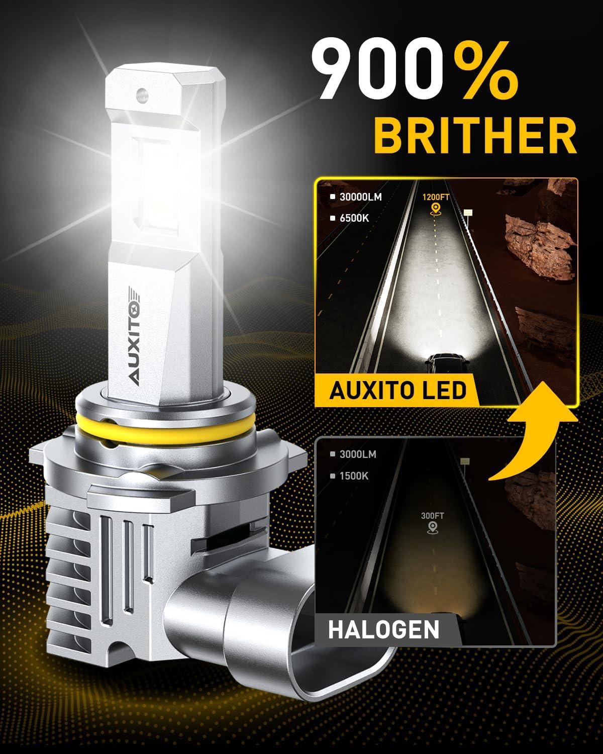 imageAUXITO 9005H B3 Light Bulb 30000LM 900 6500K Cool White Fanless Automotive Fog Light Bulbs Pack of 2