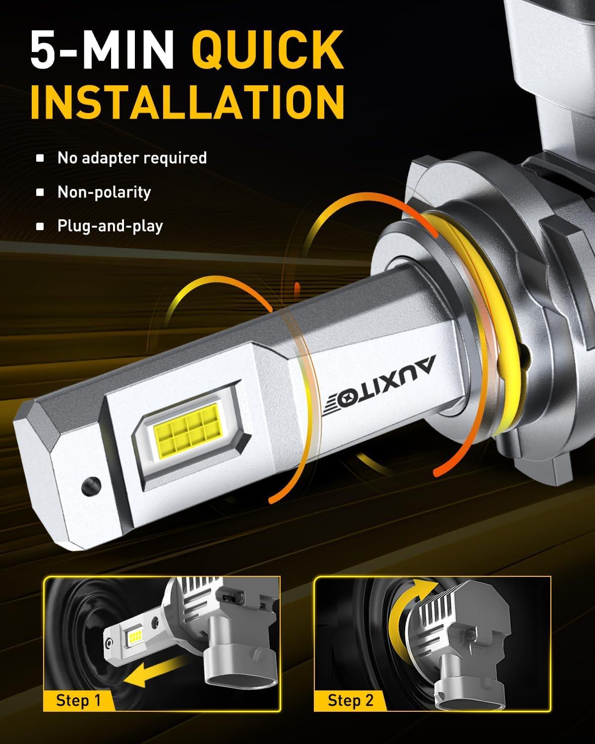 imageAUXITO 9005H B3 Light Bulb 30000LM 900 6500K Cool White Fanless Automotive Fog Light Bulbs Pack of 2