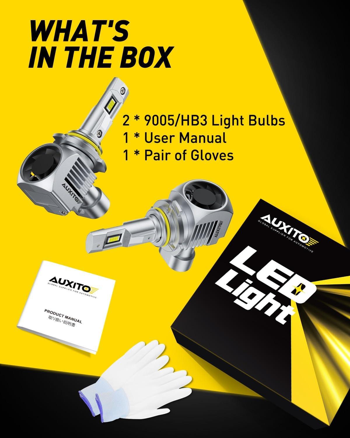 imageAUXITO 9005HB3 LED Bulb 1000 Brighter 3 Min Quick Install 20 Years Lifespan No Flicker 99 Compatibility9005 HB3
