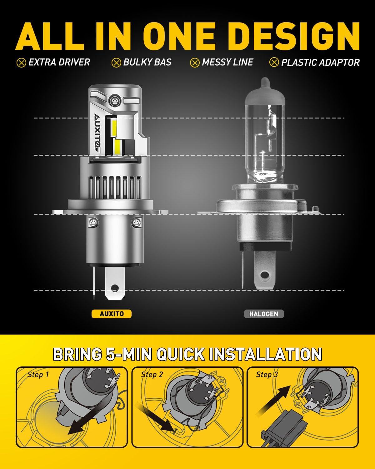 imageAUXITO 9005HB3 LED Bulb 1000 Brighter 3 Min Quick Install 20 Years Lifespan No Flicker 99 CompatibilityH49003