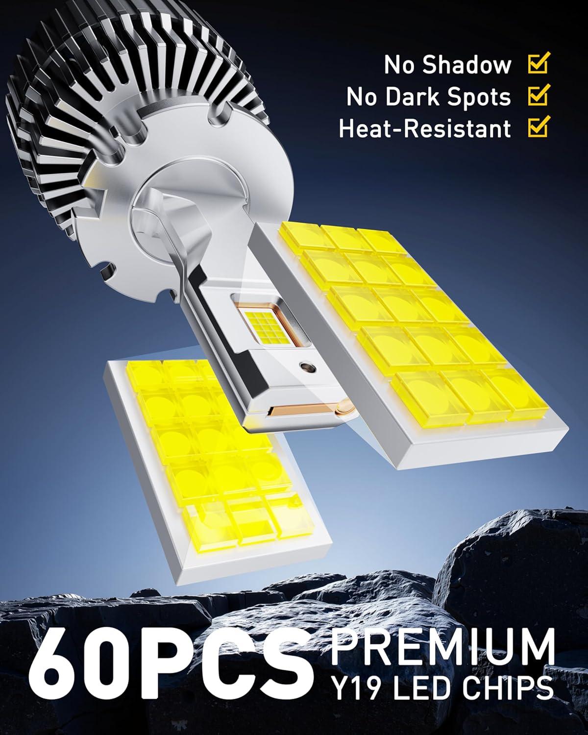 imageAUXITO D3S D3R LED Bulbs 24000Lumens 120W 6000K White 500 Brightness Xenon HID Replacement Lights Plug and Play Fog Light Bulbs Pack of 2D2S