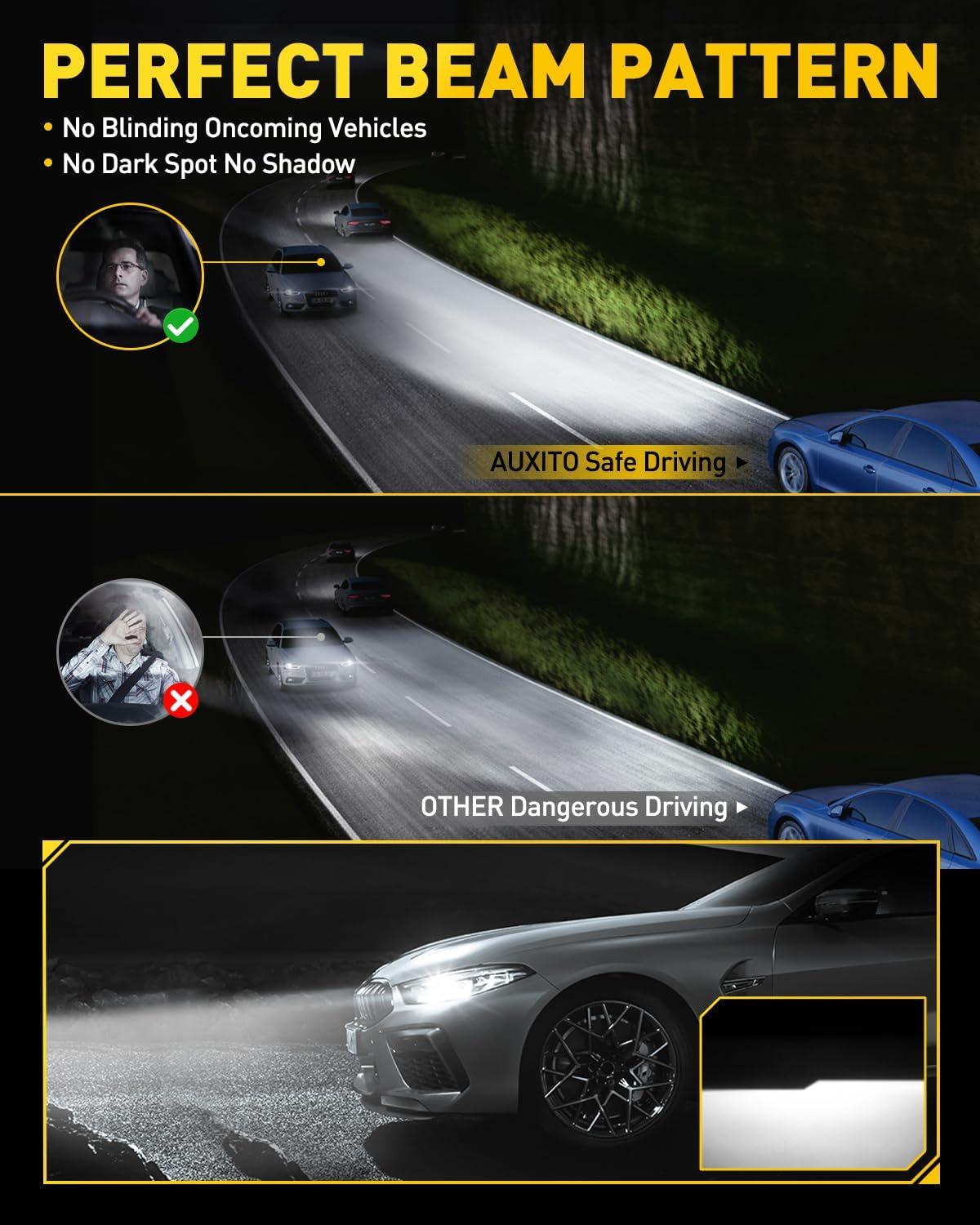 imageAUXITO D3S Light Bulbs 30000Lumens 35W 6000K White 900 Brightness D3R Xenon HID Replacement Lights Plug and Play Fog Light Bulbs Pack of 2 D3SD3R
