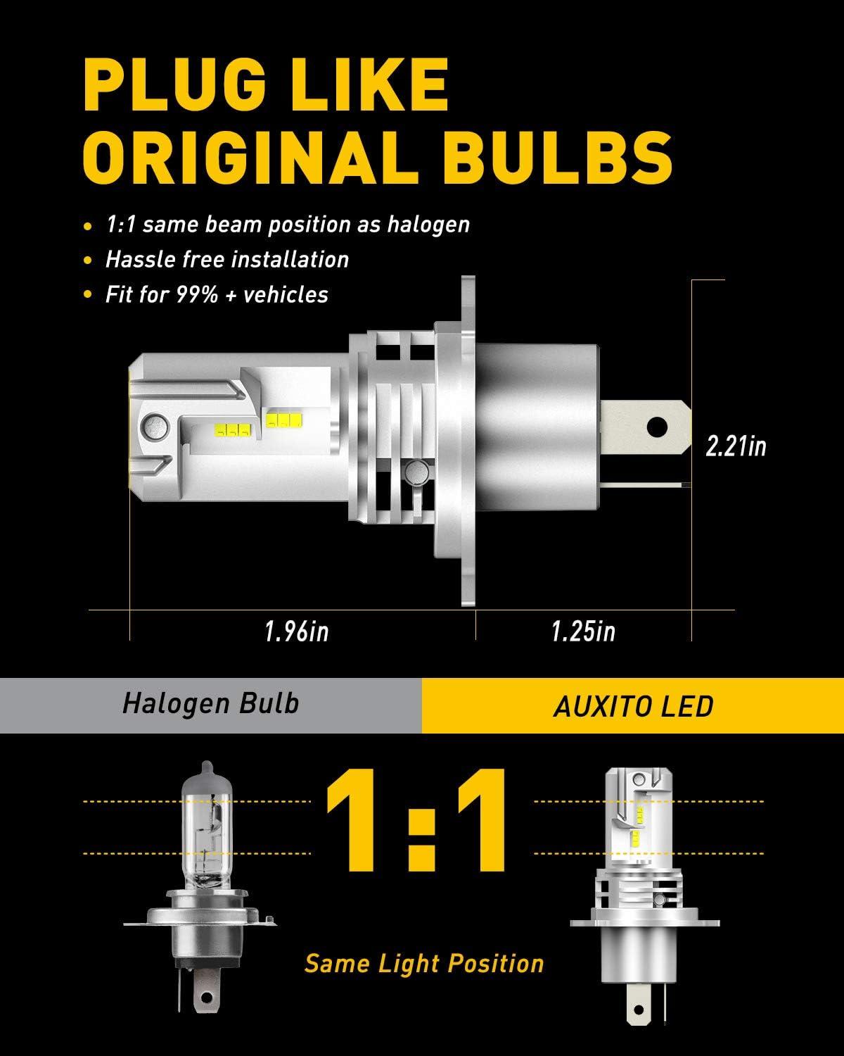 imageAUXITO H11 LED Bulbs 20000LM 100W Per Set 6000K Cool White H8 H9 LED Light Bulbs for Fog Lights Plug and Play Pack of 2 Q16H4