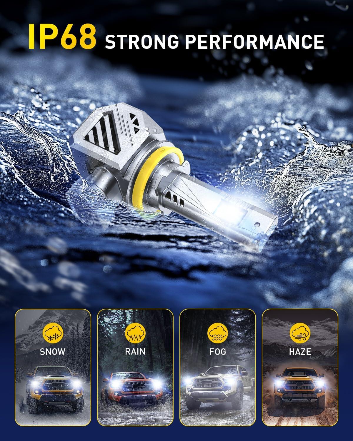 imageAUXITO H11 LED Bulbs 6500K Xenon White Wireless Light Bulbs Pack of 2