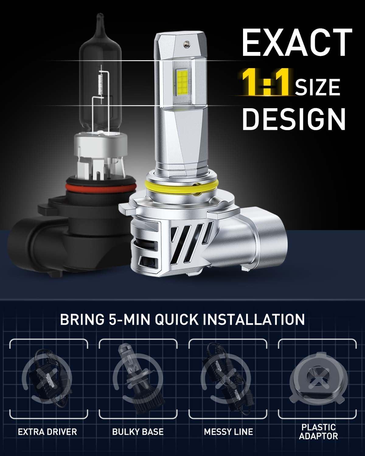imageAUXITO H11 Light Bulb 900 Brightness 6500K H8 H9 Bulbs 11 Mini Size PlugNPlay IP68 Waterproof Pack of 290059006
