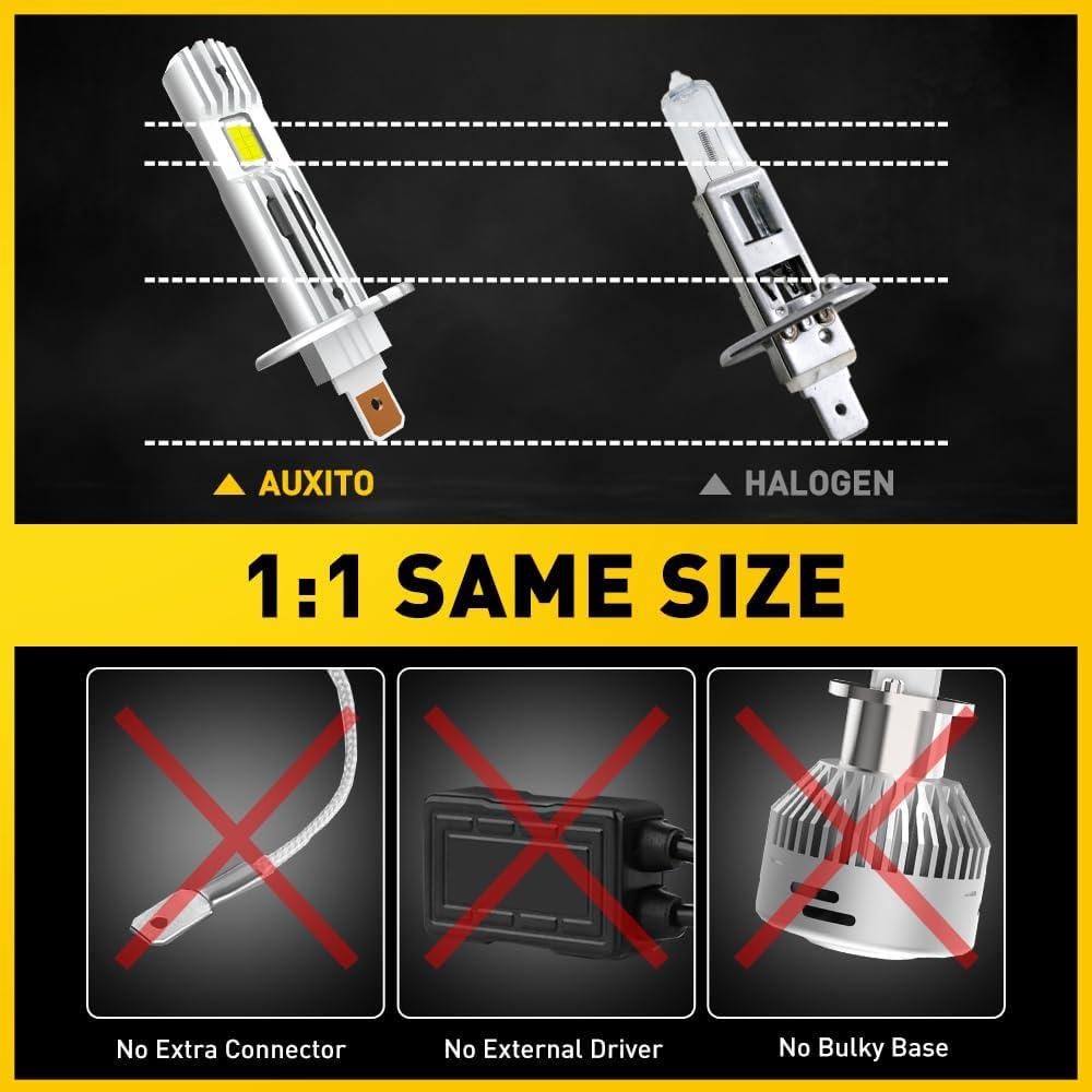 imageAUXITO H11 Light Bulb 900 Brightness 6500K H8 H9 Bulbs 11 Mini Size PlugNPlay IP68 Waterproof Pack of 2H1H1LL