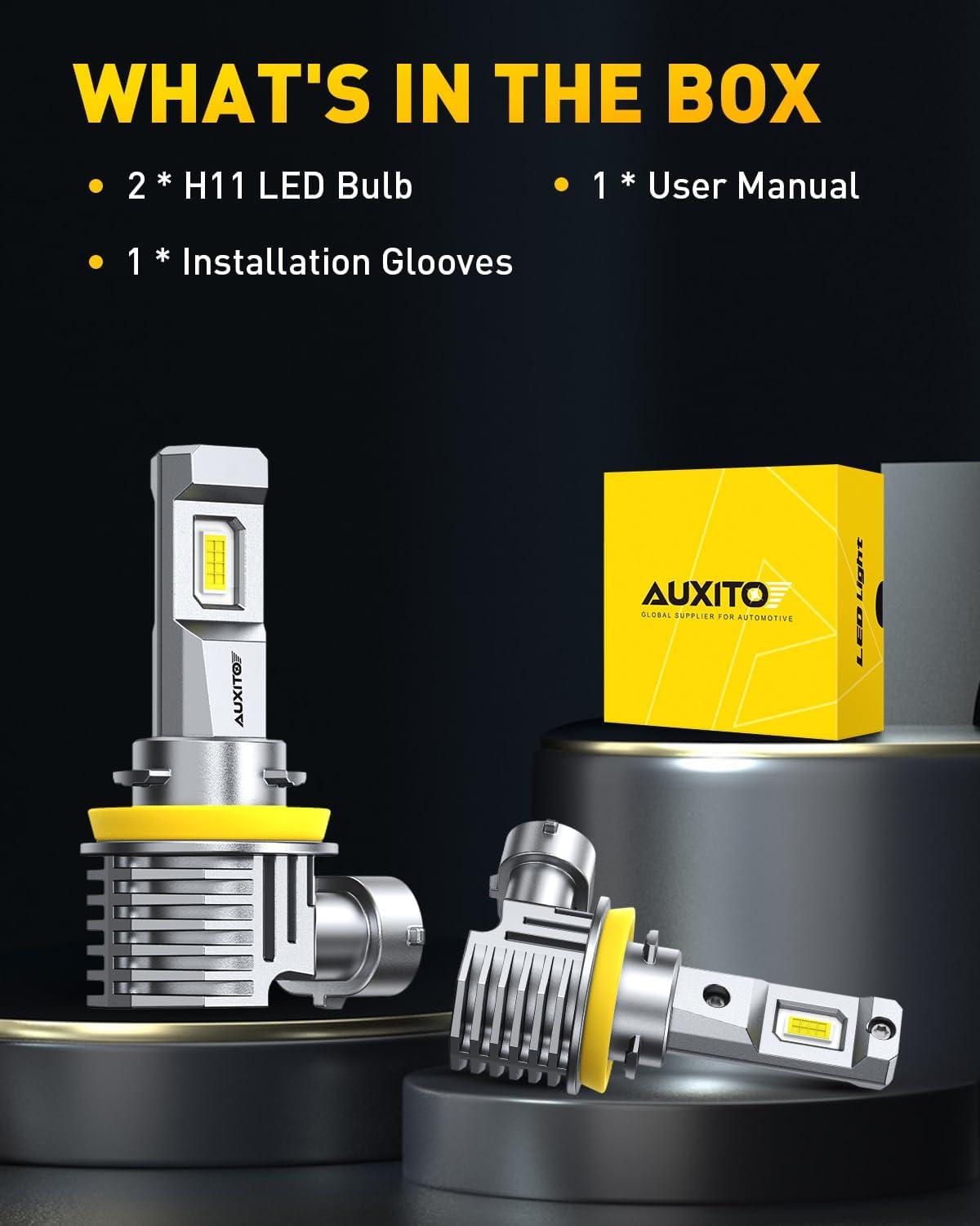 imageAUXITO H11H9H16H8 LED Fog Light Bulbs 6500K Cool White 30000LM Brighter Plug ampamp Play True Mini Size Long Lifespan LED Fog Lights Pack of 2