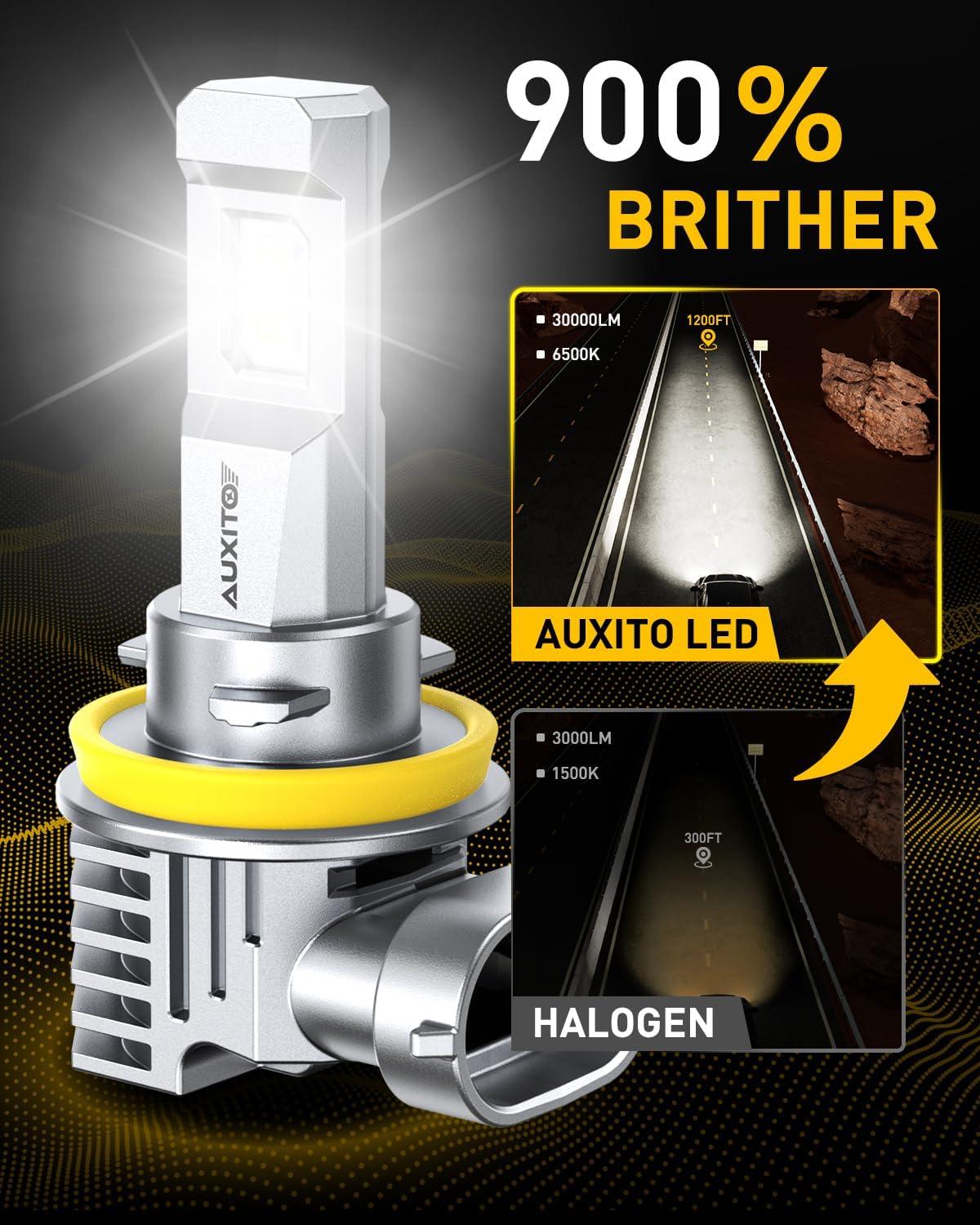 imageAUXITO H11H9H16H8 LED Fog Light Bulbs 6500K Cool White 30000LM Brighter Plug ampamp Play True Mini Size Long Lifespan LED Fog Lights Pack of 2