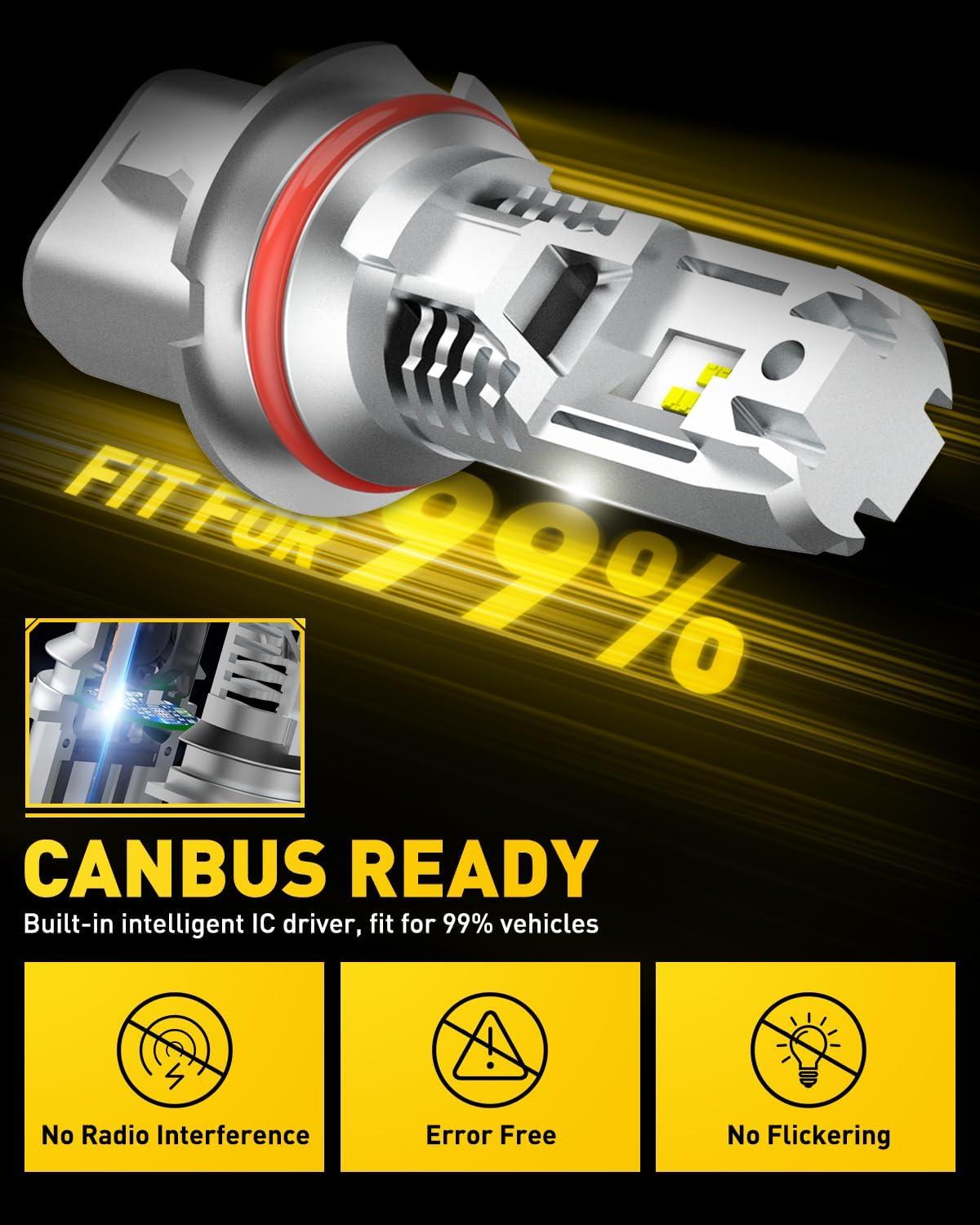 imageAUXITO H13 9008 Fog Bulb 6500K White30000LM Brightness Canbus Ready Wireless Plug and Play Pack of 29004HB1