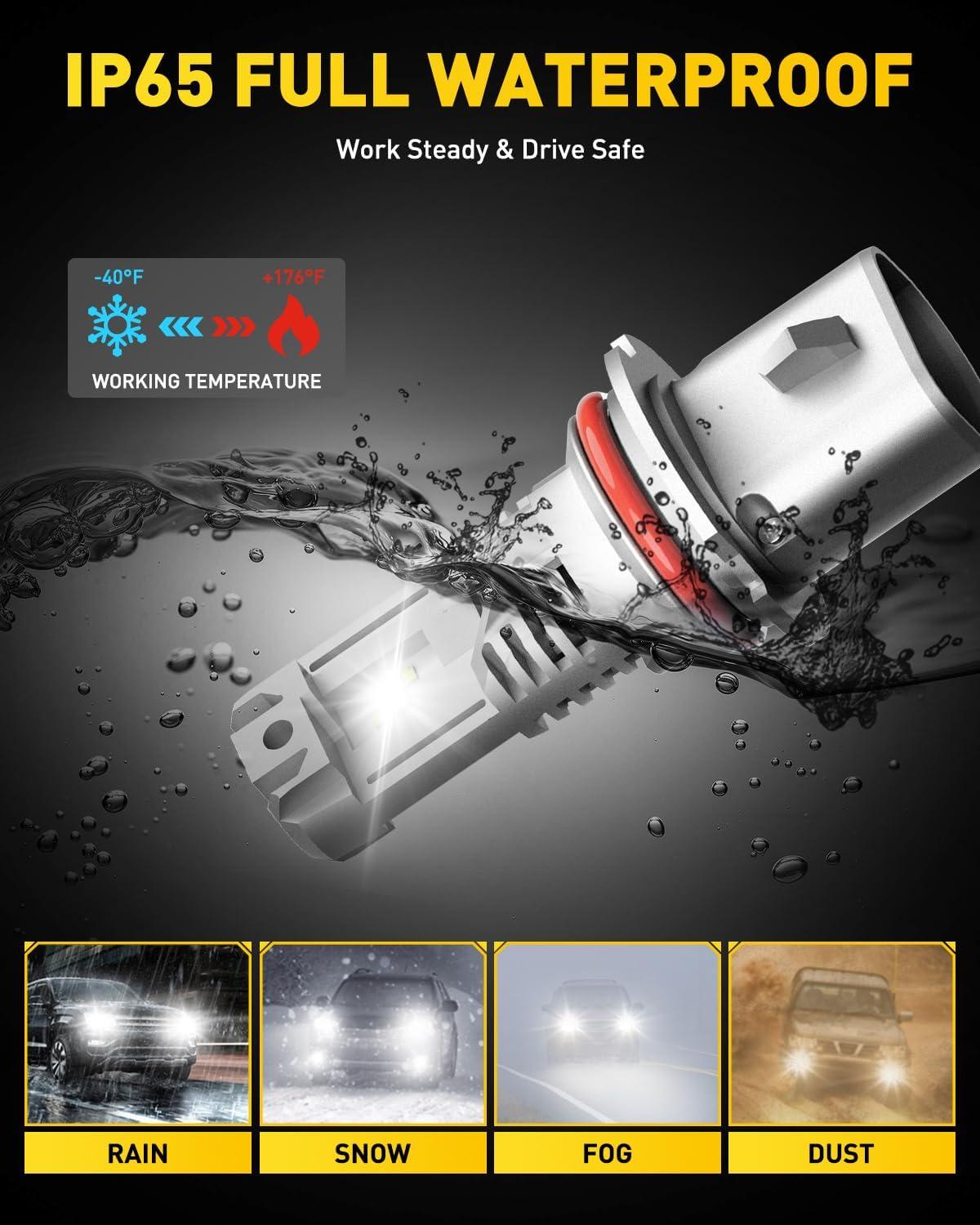 imageAUXITO H13 9008 Fog Bulb 6500K White30000LM Brightness Canbus Ready Wireless Plug and Play Pack of 29004HB1