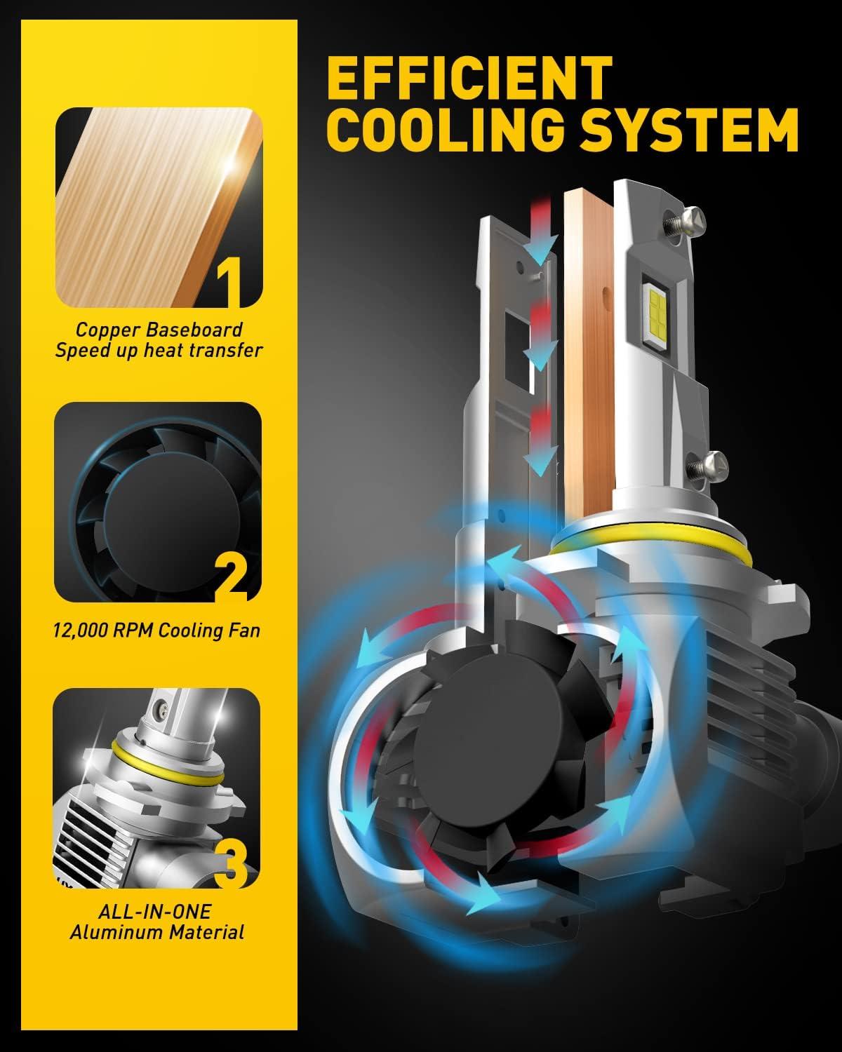 imageAUXITO H13 9008 Fog Bulb 6500K White30000LM Brightness Canbus Ready Wireless Plug and Play Pack of 29006 HB4