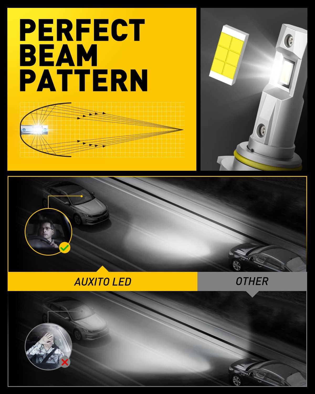 imageAUXITO H13 9008 Fog Bulb 6500K White30000LM Brightness Canbus Ready Wireless Plug and Play Pack of 29006 HB4