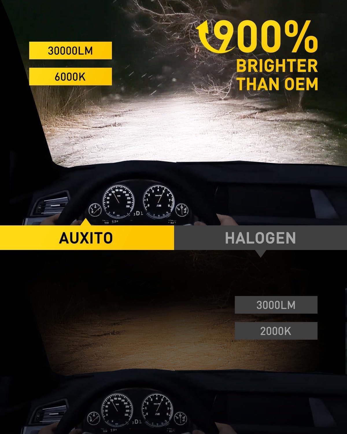 imageAUXITO H13 9008 Fog Bulb 6500K White30000LM Brightness Canbus Ready Wireless Plug and Play Pack of 29006 HB4