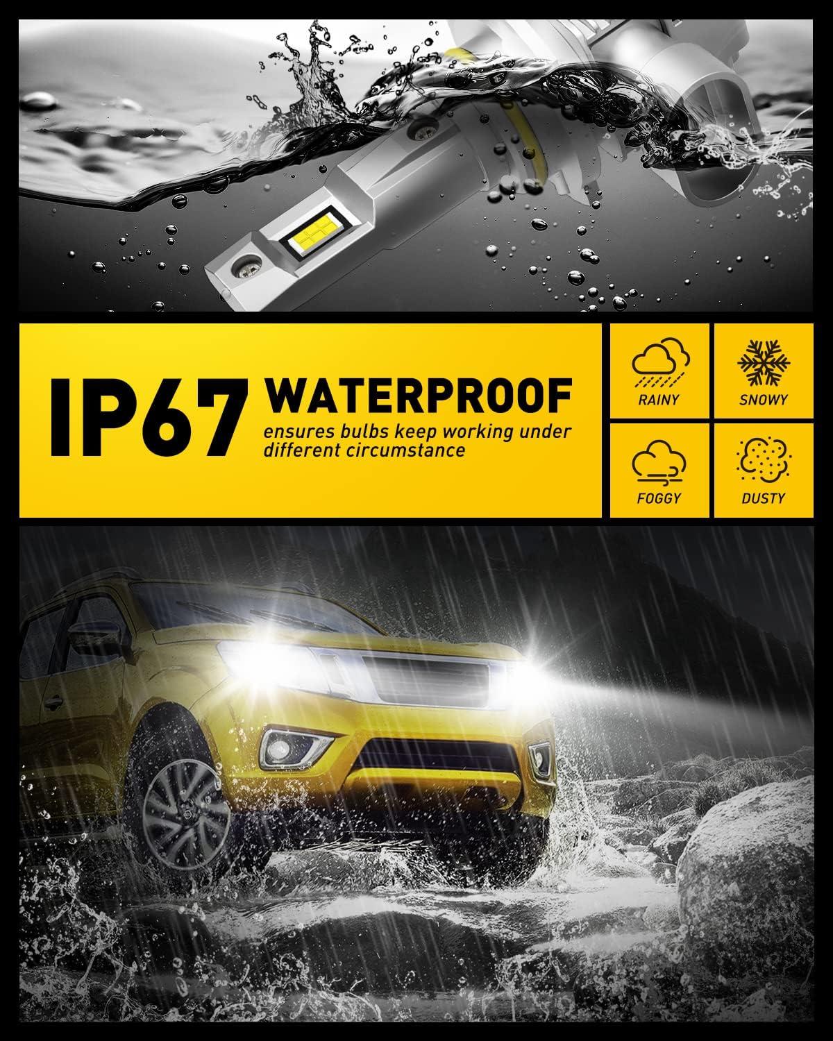 imageAUXITO H13 9008 Fog Bulb 6500K White30000LM Brightness Canbus Ready Wireless Plug and Play Pack of 29006 HB4