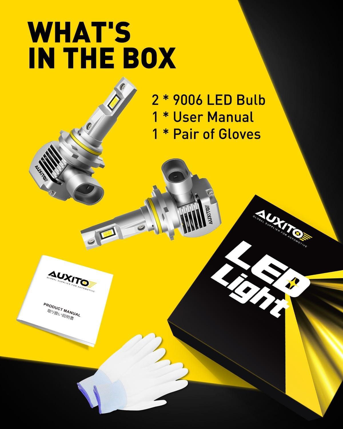 imageAUXITO H13 9008 Fog Bulb 6500K White30000LM Brightness Canbus Ready Wireless Plug and Play Pack of 29006 HB4