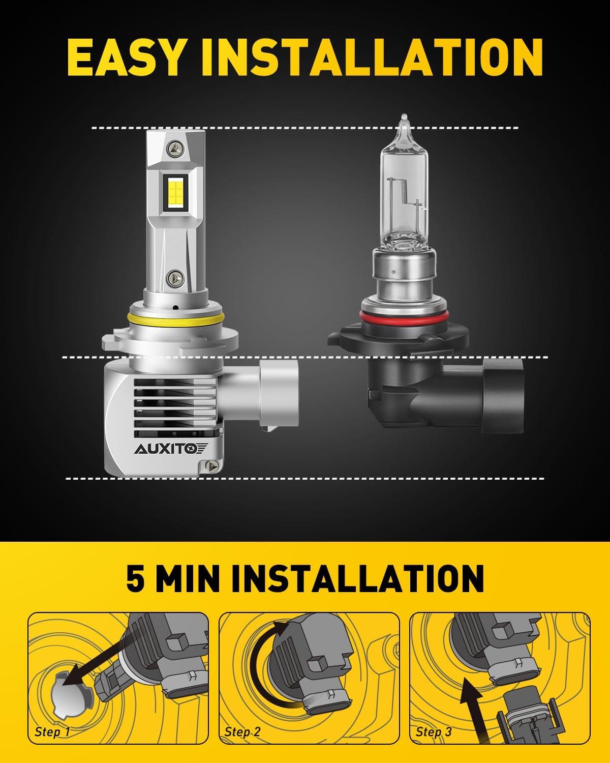 imageAUXITO H13 9008 Fog Bulb 6500K White30000LM Brightness Canbus Ready Wireless Plug and Play Pack of 29006 HB4