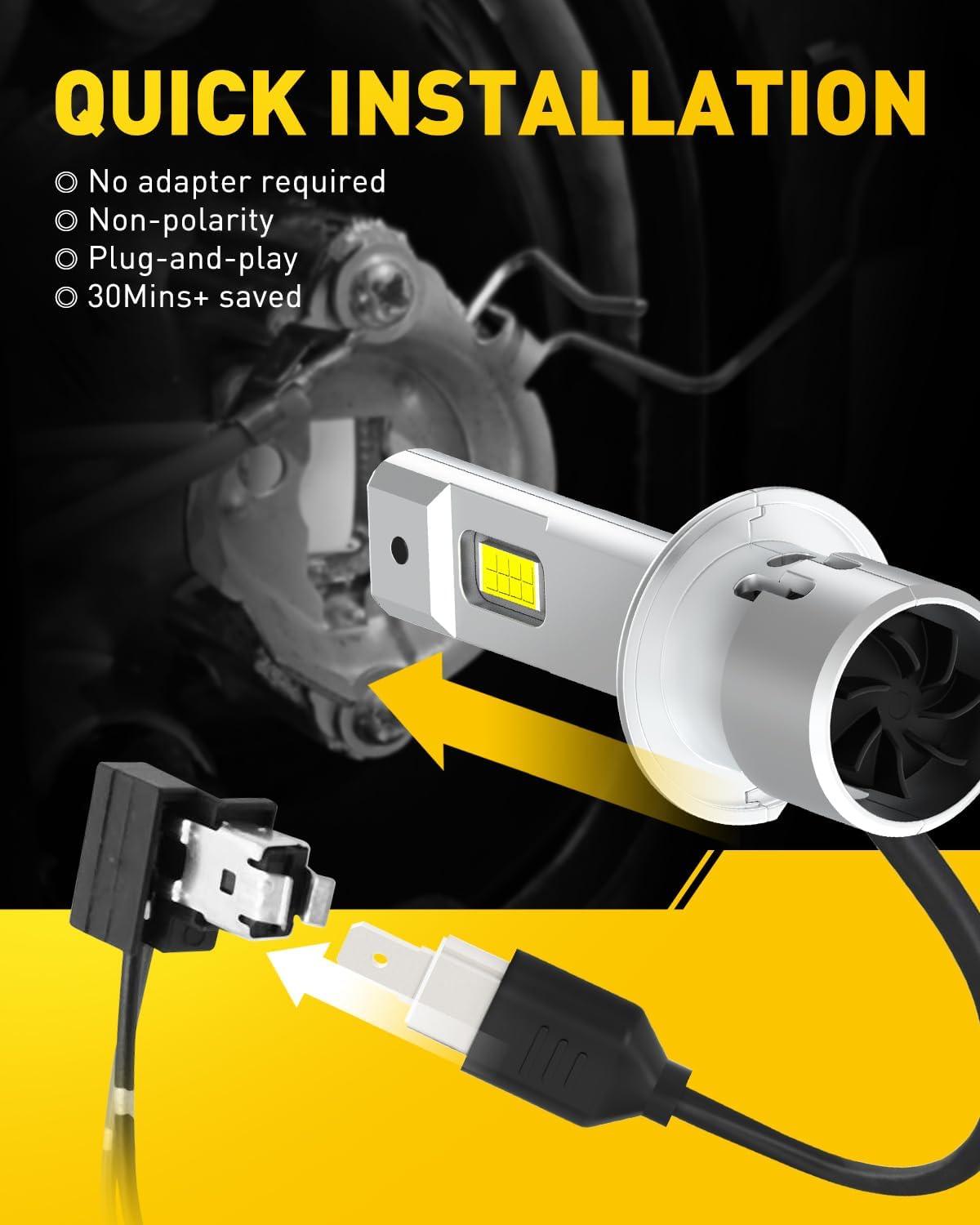 imageAUXITO H13 9008 Fog Bulb 6500K White30000LM Brightness Canbus Ready Wireless Plug and Play Pack of 2H1
