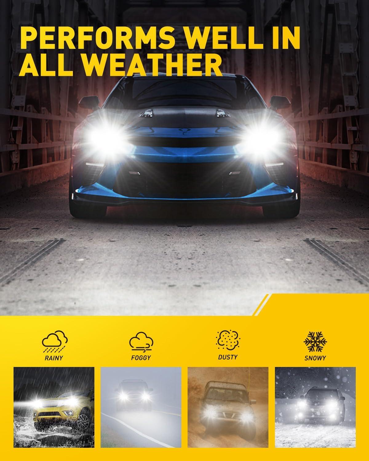 imageAUXITO H13 9008 Fog Bulb 6500K White30000LM Brightness Canbus Ready Wireless Plug and Play Pack of 2H1