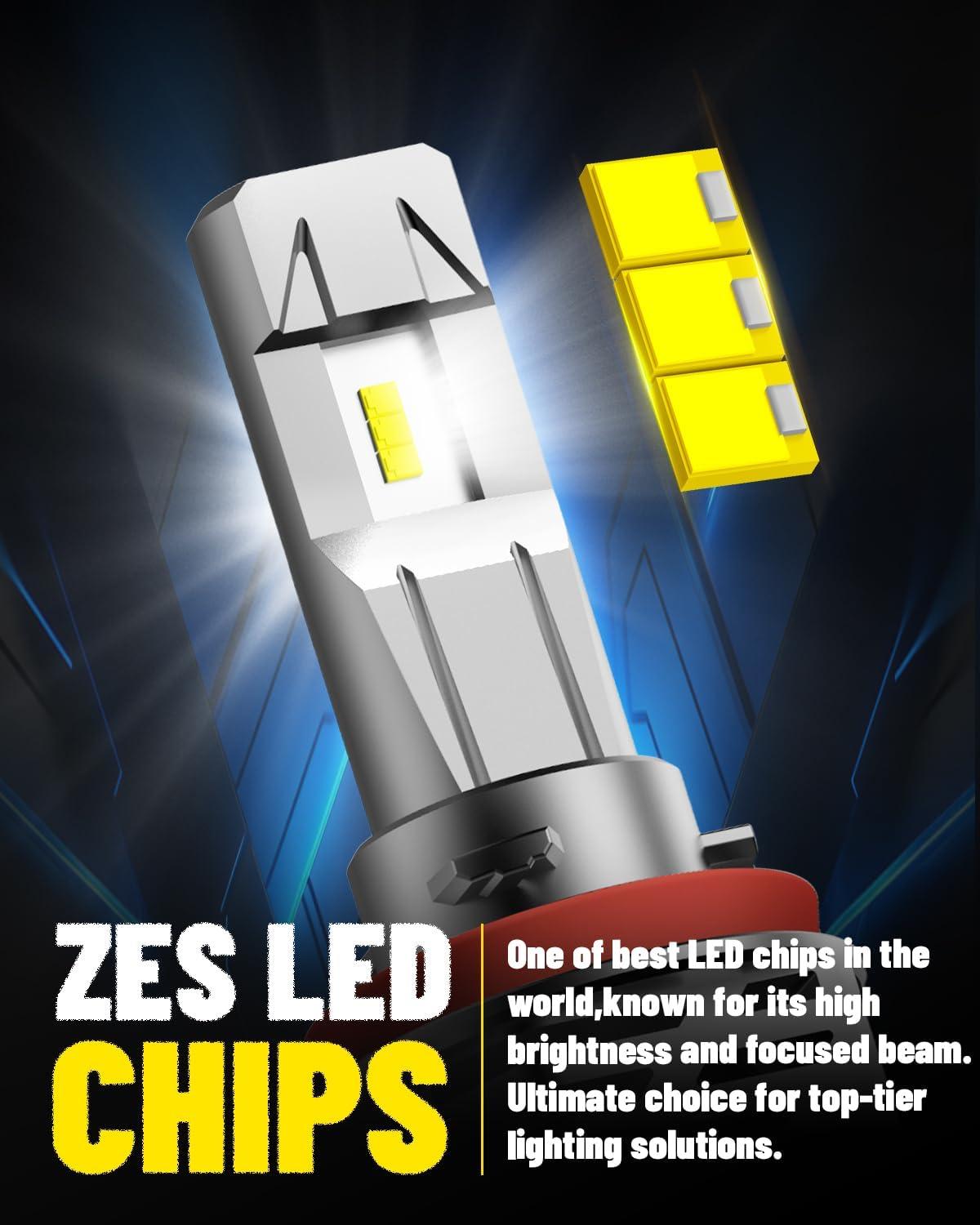 imageAUXITO H13 9008 Fog Bulb 6500K White30000LM Brightness Canbus Ready Wireless Plug and Play Pack of 2H11H8H9