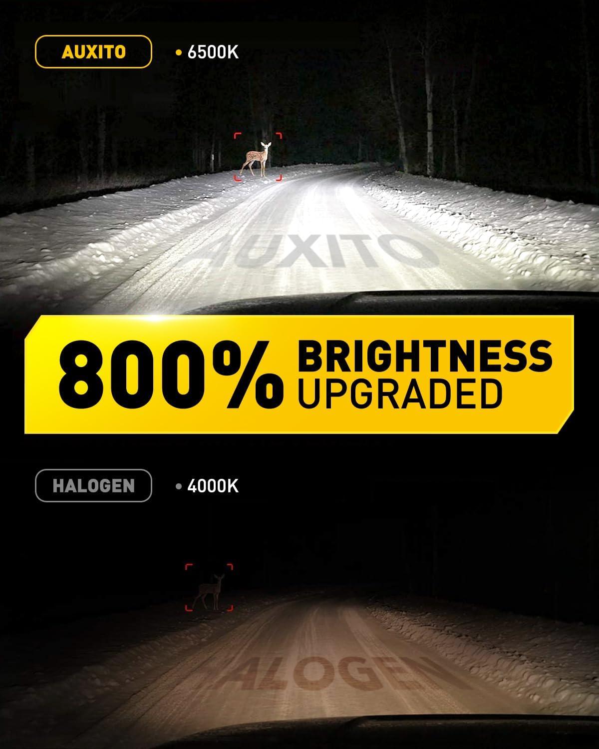 imageAUXITO H13 9008 Fog Bulb 6500K White30000LM Brightness Canbus Ready Wireless Plug and Play Pack of 2H11H8H9