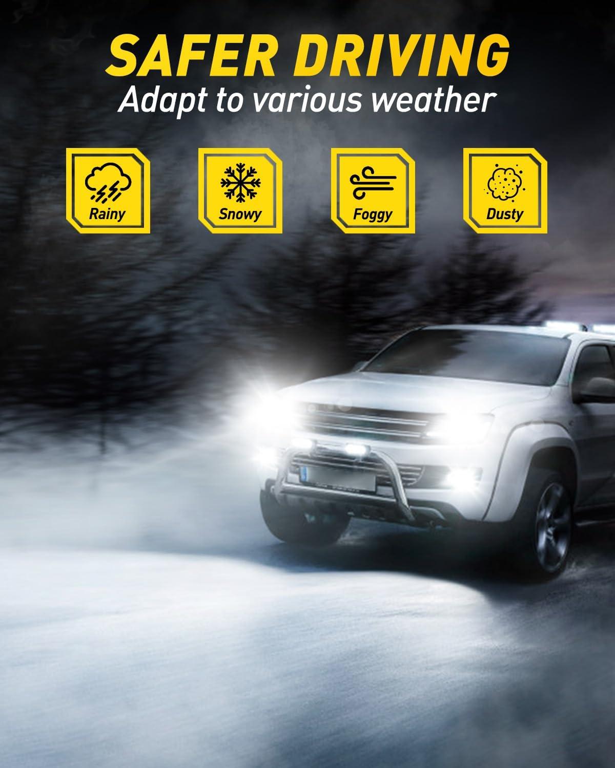imageAUXITO H13 9008 Fog Bulb 6500K White30000LM Brightness Canbus Ready Wireless Plug and Play Pack of 2H7