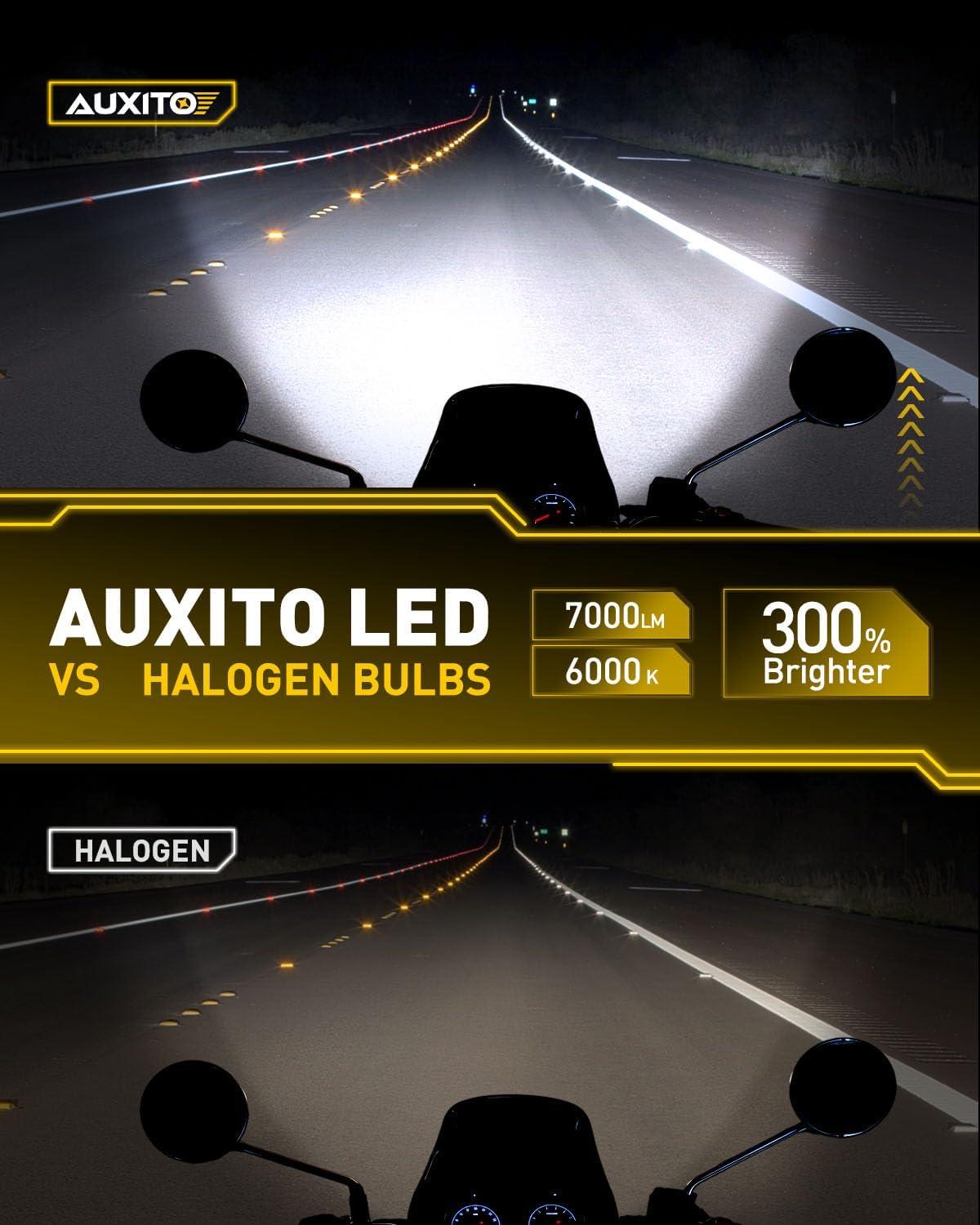 imageAUXITO H4 Fog Light Bulb Motorcyle 11 Real Size 400 Brighter Fanless 9003HB2 Fog Light Bulbs 6000K Cool White Pack of 1
