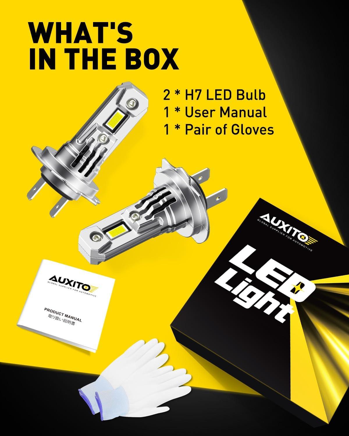 imageAUXITO H4 LED Bulb 9003 Light Bulbs 48000LM Long Lasting Dual Turbo Cooling Fan Plug N Play 3MIN Installation 50000hrs LifespanH7H7LL