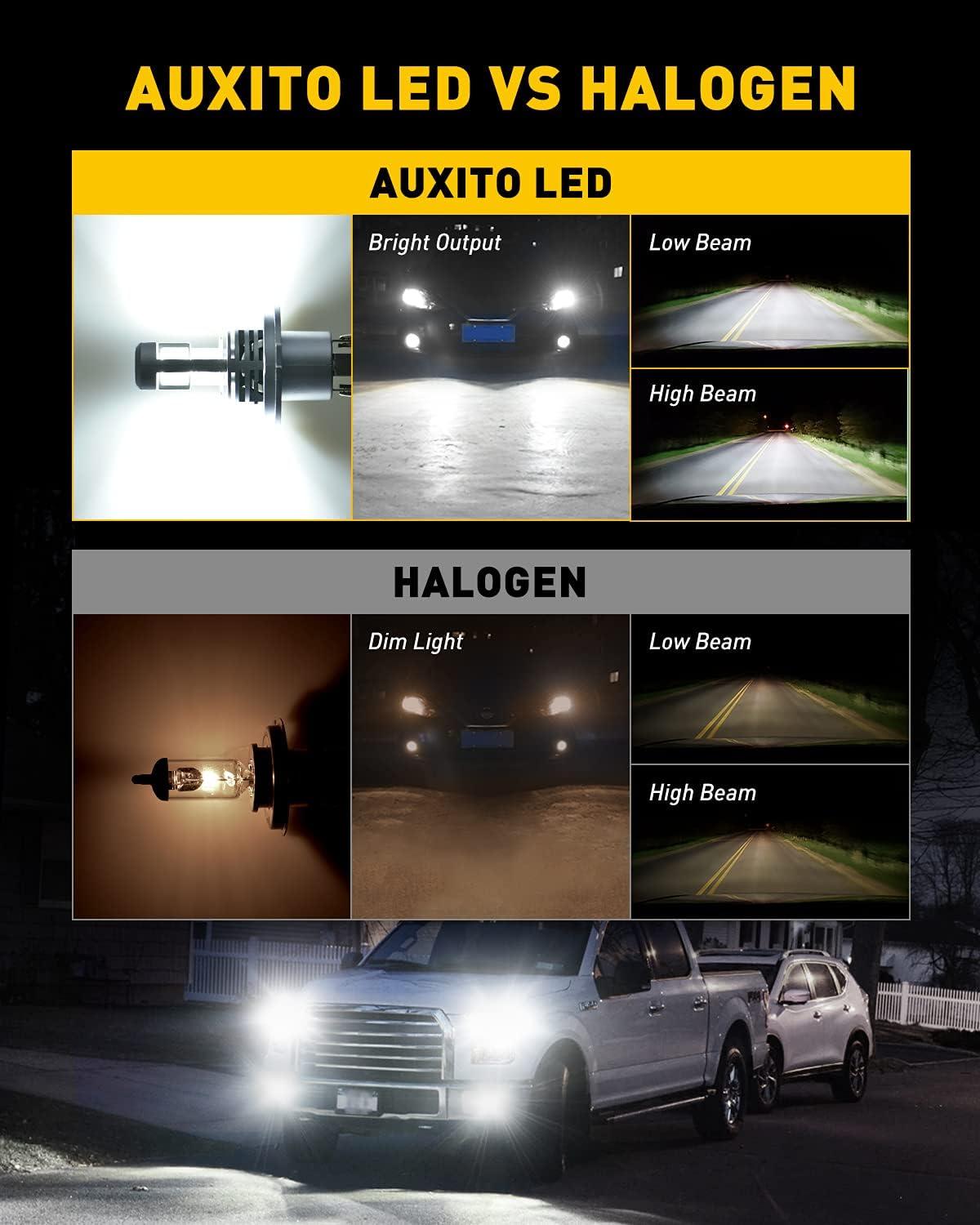 imageAUXITO H4 LED Bulbs 900 UltraBright 6500K White 9003 Fog Light Easy PlugNPlay Installation IP68 Waterproof Pack of 2