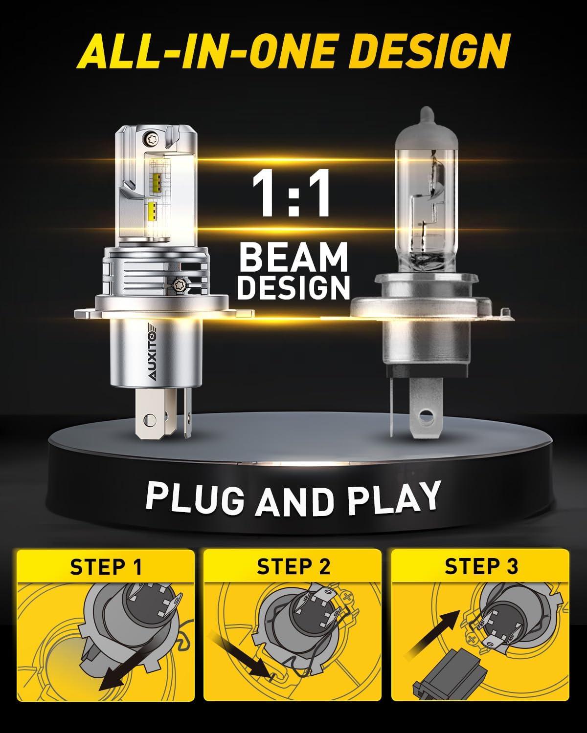 imageAUXITO HB3 9005 LED Light Bulbs 1000 Brighter UltraBright Wireless Plug and Play 3 Min Quick Install 20 Years Lifespan No Flicker 99 CompatibilityPack of 2H49003