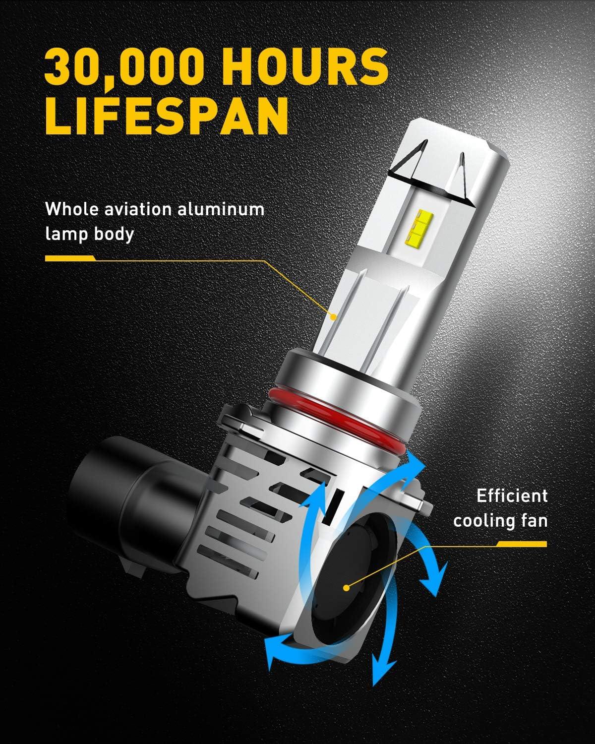 imageAUXITO HB4 9006 LED Bulbs 15000LM Per Set 6500K Cool White Mini Size Wireless LED Fog Light Bulbs for Stock Halogen Replacement Pack of 290059006