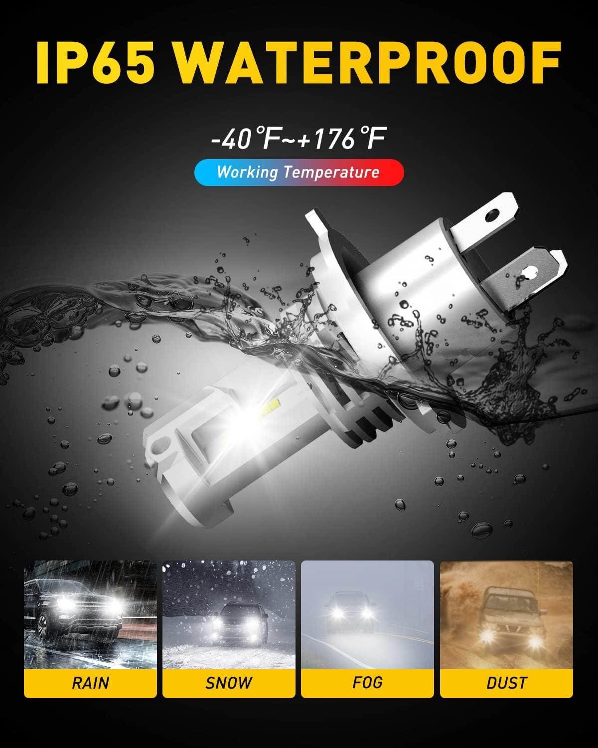 imageAUXITO HB4 9006 LED Bulbs 15000LM Per Set 6500K Cool White Mini Size Wireless LED Fog Light Bulbs for Stock Halogen Replacement Pack of 2H4