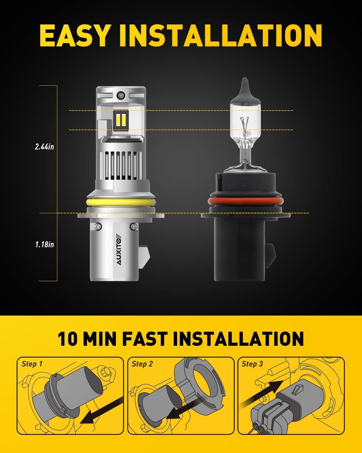 imageAUXITO HB4 9006 Light Bulbs 34000LM Super Bright 6500K Cool White Fog Light 11 Halogen ReplacementCooling Fan PlugampampPlay Pack of 29004HB1