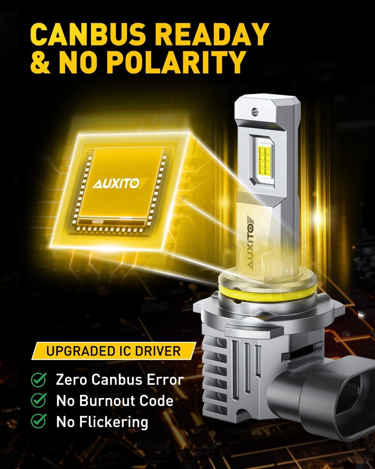 imageAUXITO HB4 LED Bulb 9006 Bulbs 900 Brighter UltraBright Plug N Play Long Lifespan No Flicker 99 Compatibility 2PCS9006HB4