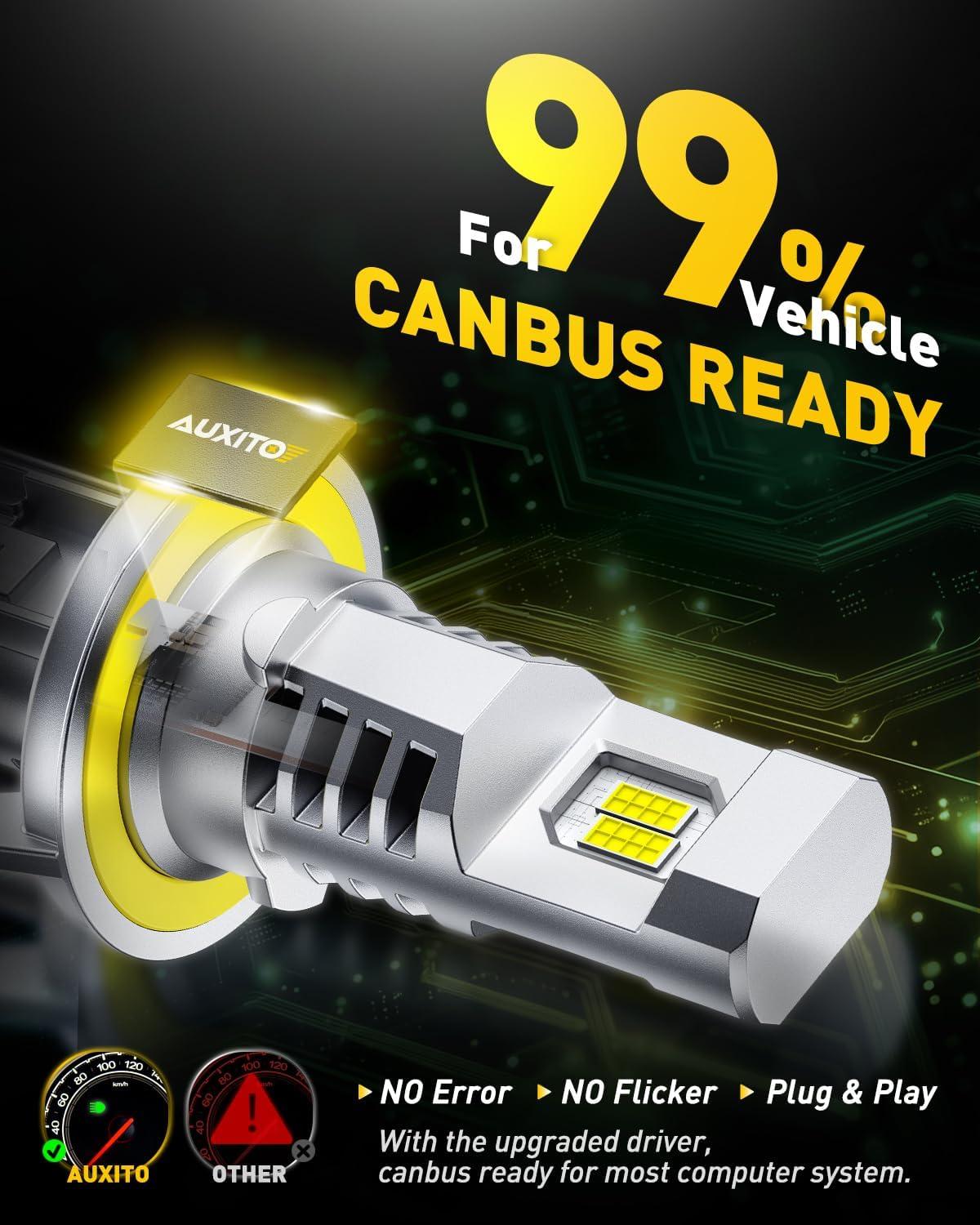 imageAUXITO HB4 LED Bulb 9006 Bulbs 900 Brighter UltraBright Plug N Play Long Lifespan No Flicker 99 Compatibility 2PCSH139008