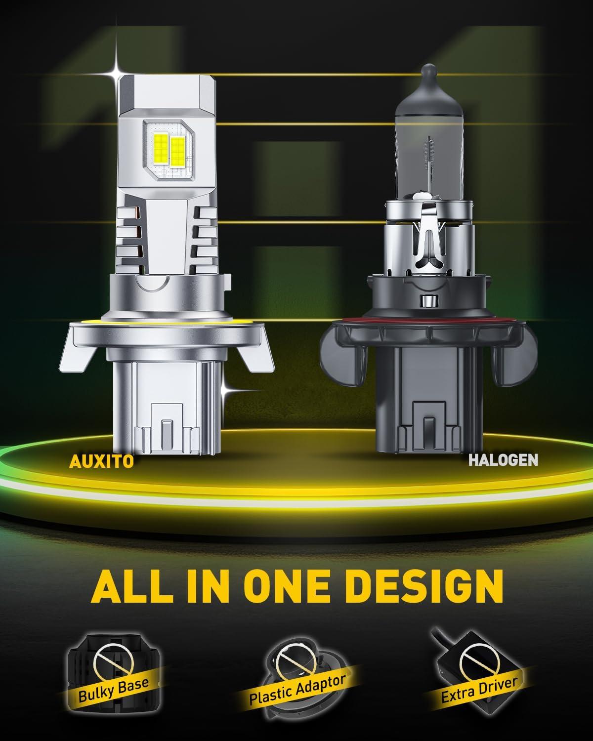 imageAUXITO HB4 LED Bulb 9006 Bulbs 900 Brighter UltraBright Plug N Play Long Lifespan No Flicker 99 Compatibility 2PCSH139008