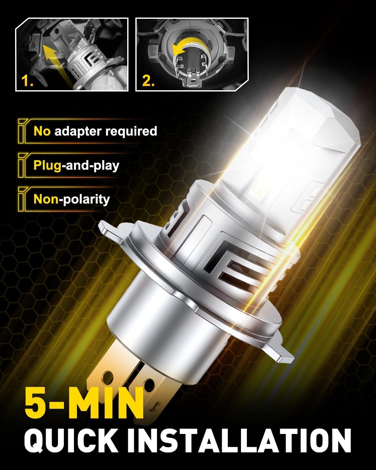 imageAUXITO New Upgraded H13 Bulbs 33000LM 900 Ultra Brightness 11 Halogen Size 6500K White 9008 Light Bulbs for Fog Light Nonpolarity Plug and Play Pack of 2H49003