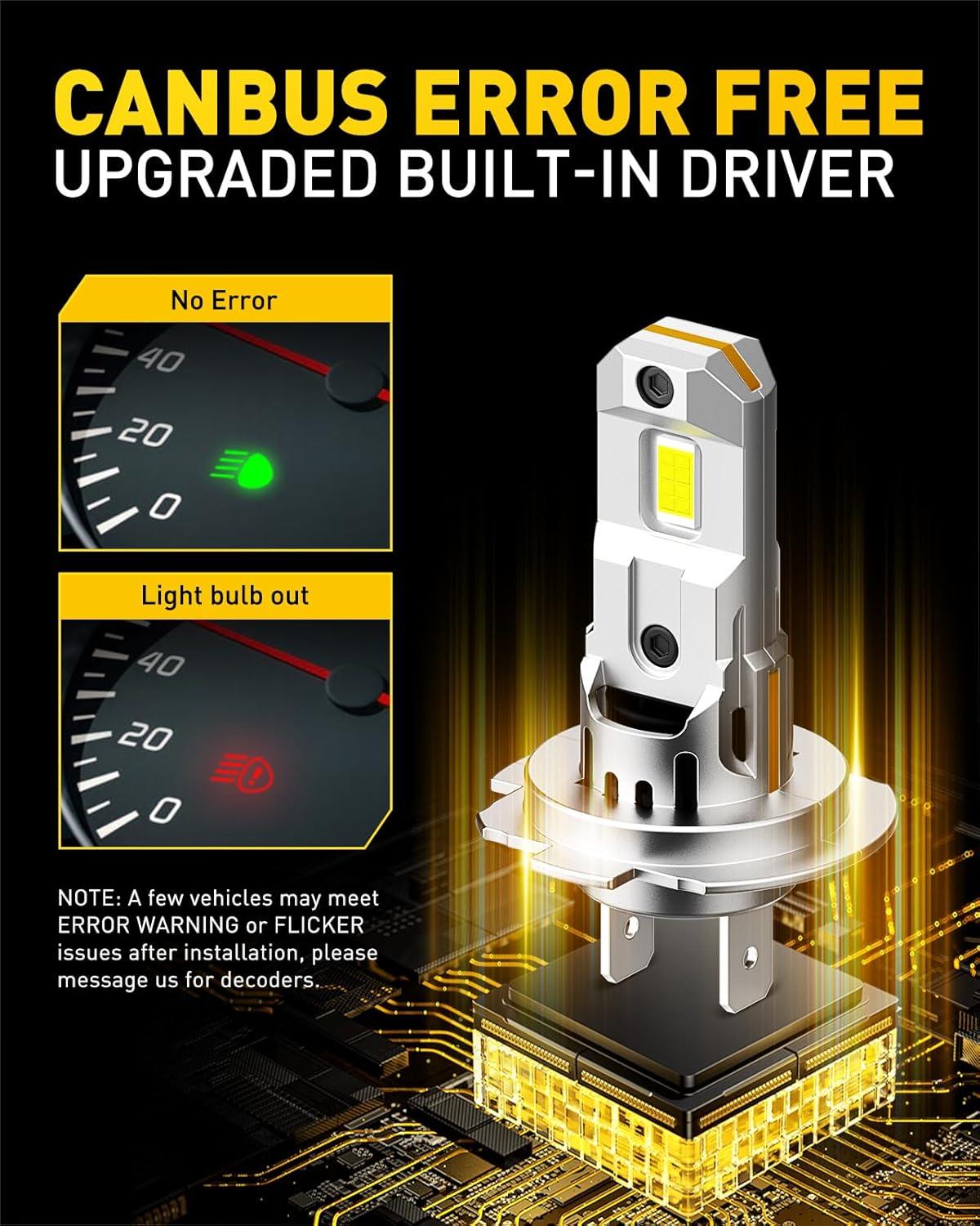imageAUXITO New Upgraded H13 Bulbs 33000LM 900 Ultra Brightness 11 Halogen Size 6500K White 9008 Light Bulbs for Fog Light Nonpolarity Plug and Play Pack of 2H7H7ll