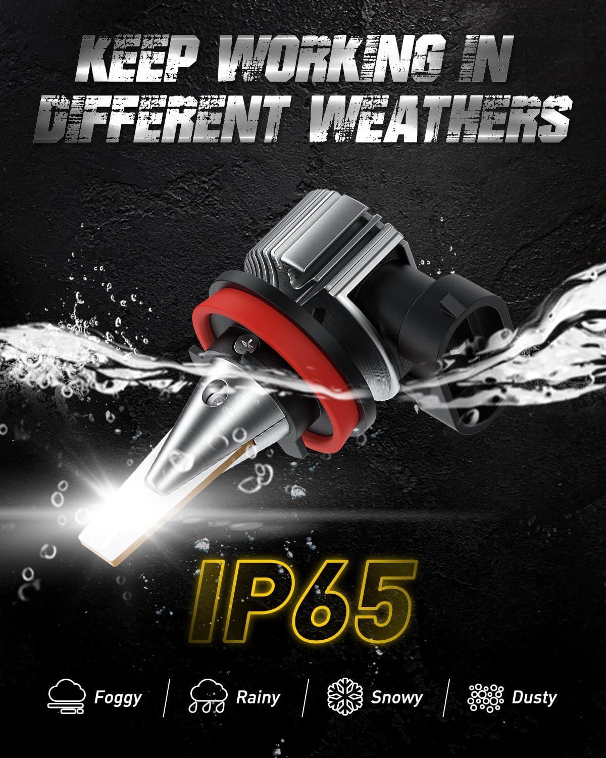 imageAUXITO Upgraded H11H8H16 LED Fog Light Bulbs with CSP LED Chips 6500K White 700 Brighter Mini Size Plug and Play for Fog Lights or Daytime Running Lights DRL Pack of 2