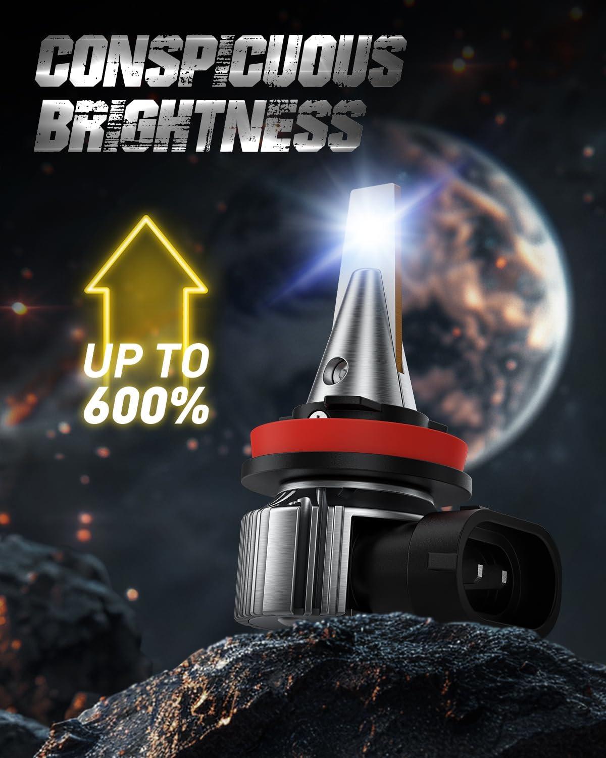 imageAUXITO Upgraded H11H8H16 LED Fog Light Bulbs with CSP LED Chips 6500K White 700 Brighter Mini Size Plug and Play for Fog Lights or Daytime Running Lights DRL Pack of 2