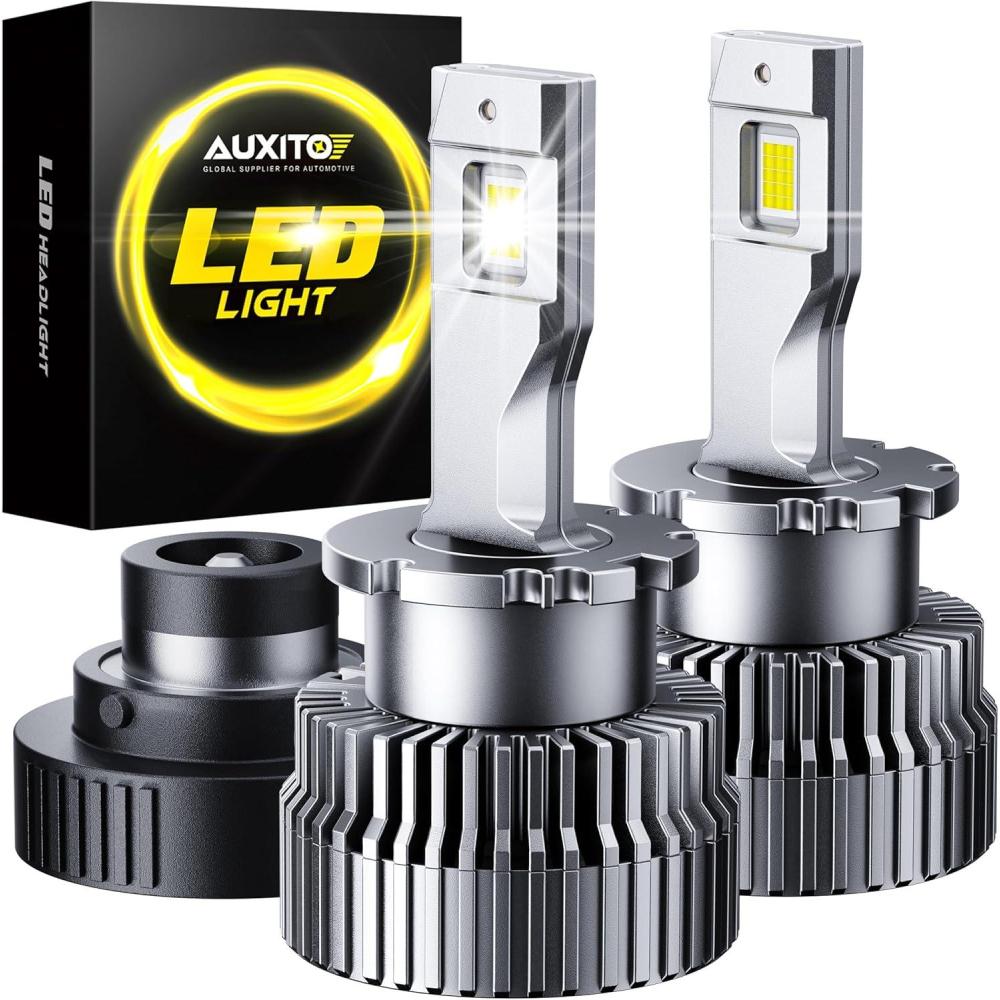 imageAUXITO D3S D3R LED Bulbs 24000Lumens 120W 6000K White 500 Brightness Xenon HID Replacement Lights Plug and Play Fog Light Bulbs Pack of 2D2S