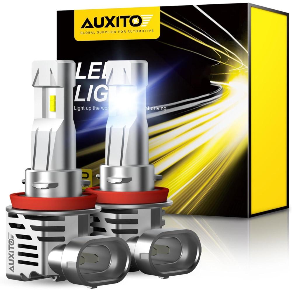 imageAUXITO HB4 9006 LED Bulbs 15000LM Per Set 6500K Cool White Mini Size Wireless LED Fog Light Bulbs for Stock Halogen Replacement Pack of 2H11