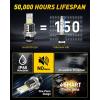 imageAUXITO 9005 Bulbs 44000LM 1000 Super Bright 6000K White with Cooling Fan HB 3HB3u Fog Light Pack of 2D2S