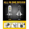 imageAUXITO H4 LED Bulb 9003 Light Bulbs 48000LM Long Lasting Dual Turbo Cooling Fan Plug N Play 3MIN Installation 50000hrs LifespanH7H7LL