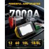 imageAUXITO Jump Starter 6000A Car PortableBattery Jumper Box with 4000LM LED Outdoor Camping Light and Power Bank Function Up to 105L Gas and 10L Diesel Engines USB Ports and Jumper Cable Included7000A
